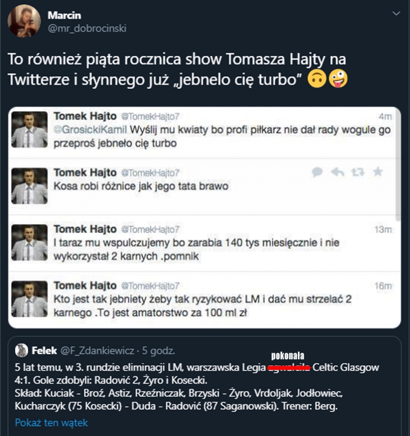 Dokładnie 5 lat temu... Tomasz Hajto opublikował te tweety! :D